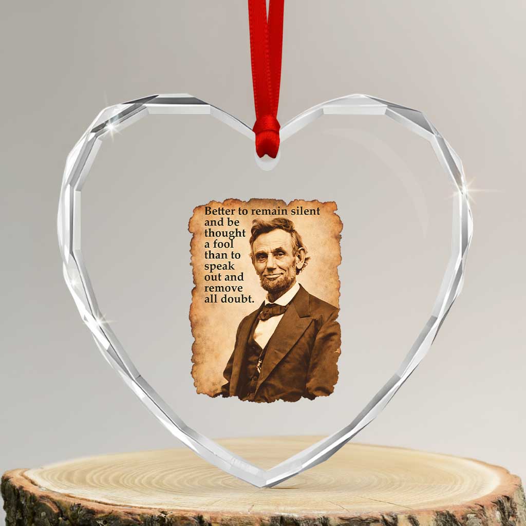Abraham Lincoln American History Teacher School Heart Crystal Glass Ornament TS14 Transparent Glass 3'' Heart Print Your Wear