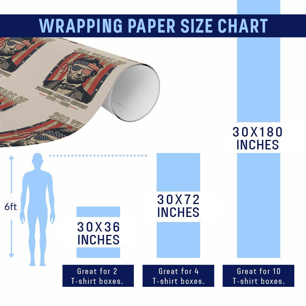Abraham Lincoln Freedom Retro Wrapping Paper Roll 250 Years of Freedom Liberty History TS14 Print Your Wear
