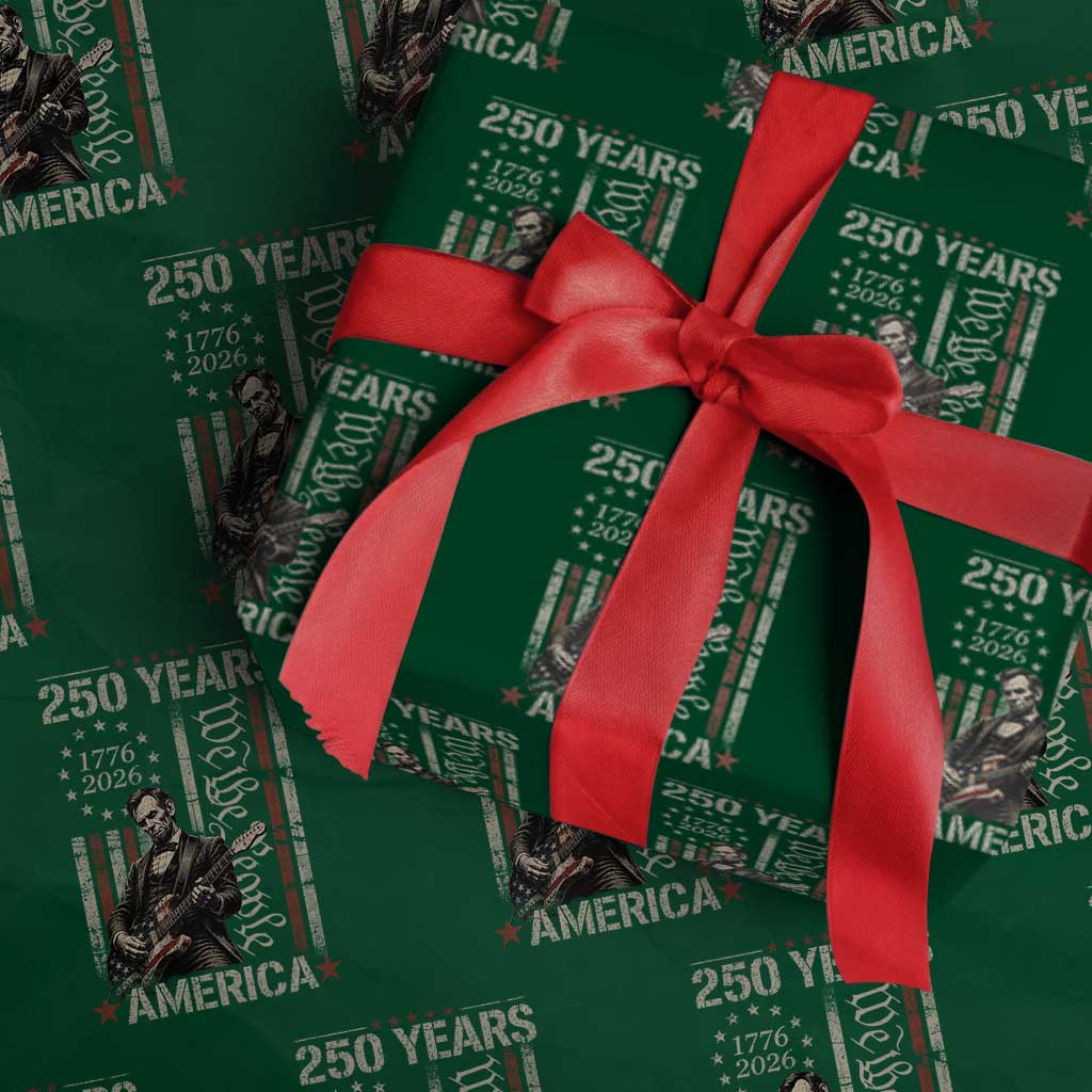 Abraham Lincoln Playing Guitar 4th July 250 Years America Wrapping Paper Roll TS11 Green Print Your Wear