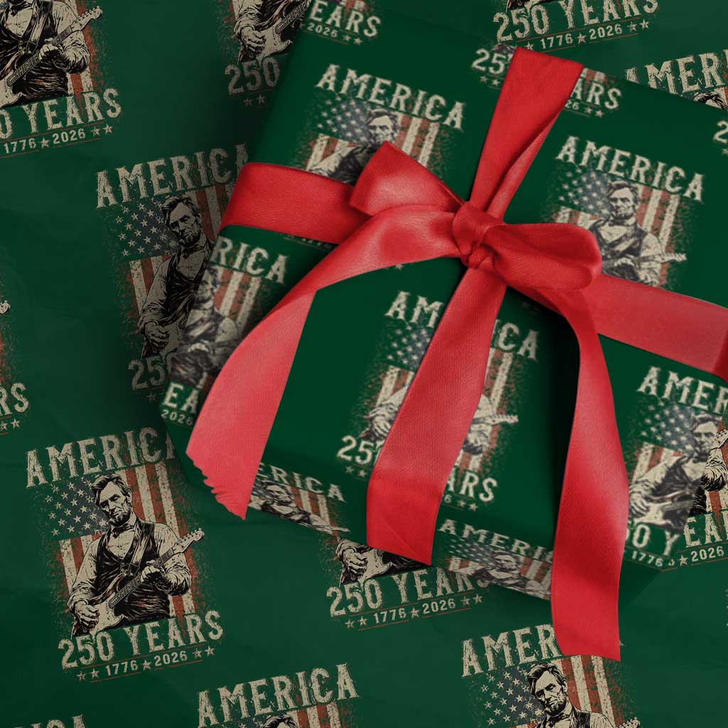 Abraham Lincoln Playing Guitar 4th July US 250th Anniversary Wrapping Paper Roll TS11 Green Print Your Wear