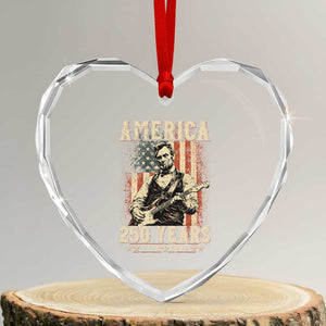 Abraham Lincoln Playing Guitar 4th July US 250th Anniversary Heart Crystal Glass Ornament TS11 Transparent Glass 3'' Heart Print Your Wear