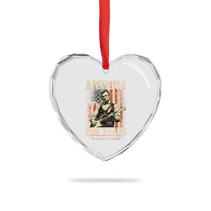 Abraham Lincoln Playing Guitar 4th July US 250th Anniversary Heart Crystal Glass Ornament TS11 Print Your Wear