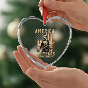 Abraham Lincoln Playing Guitar 4th July US 250th Anniversary Heart Crystal Glass Ornament TS11 Print Your Wear