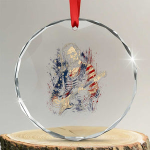 Abraham Lincoln Playing Guitar 4th of July Crystal Glass Ornament TS14 Transparent Glass 3'' Circle Print Your Wear