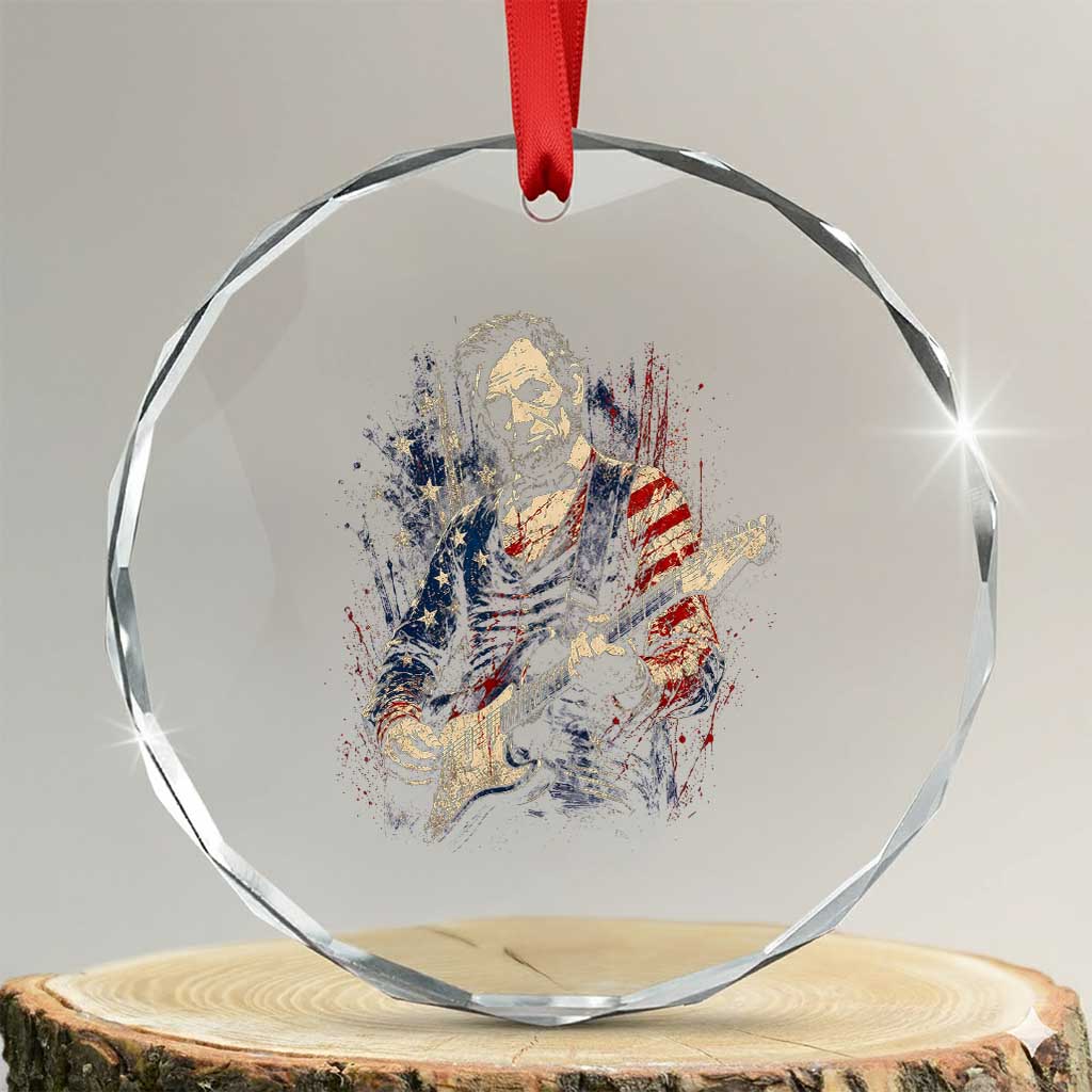 Abraham Lincoln Playing Guitar 4th of July Crystal Glass Ornament TS14 Transparent Glass 3'' Circle Print Your Wear