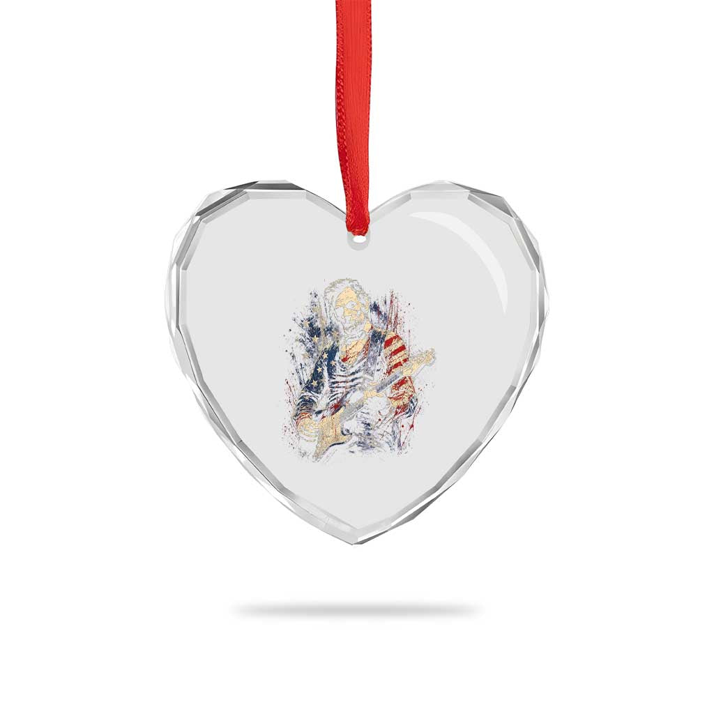 Abraham Lincoln Playing Guitar 4th of July Heart Crystal Glass Ornament TS14 Print Your Wear