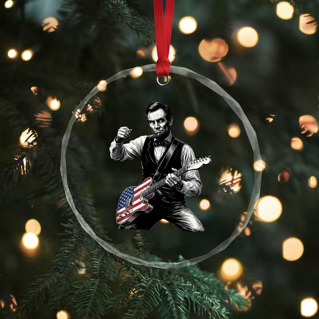 Abraham Lincoln Playing Guitar Vintage American Flag Crystal Glass Ornament TS11 Print Your Wear