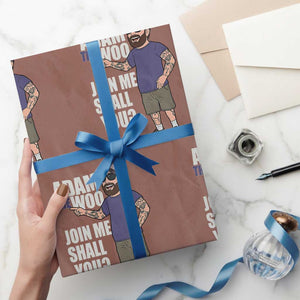 Adam Inspired Graphic Wrapping Paper Roll The Woo Memorial Tribute Join Me Shall You TS02 Mocha Print Your Wear