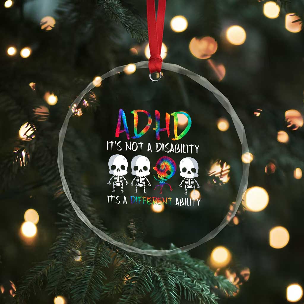 ADHD Awareness Crystal Glass Ornament It's Not A Disability It's A Different Ability TS02 Print Your Wear