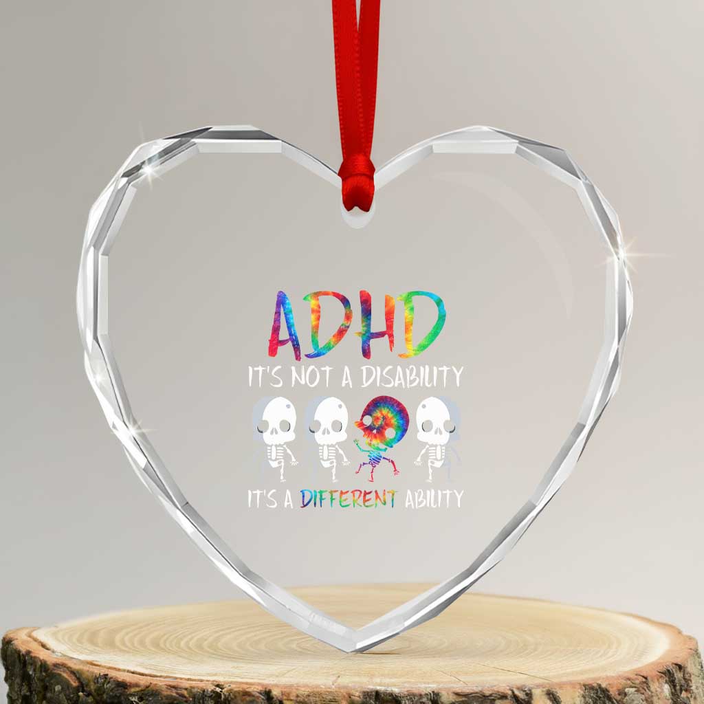 ADHD Awareness Heart Crystal Glass Ornament It's Not A Disability It's A Different Ability TS02 Transparent Glass 3'' Heart Print Your Wear