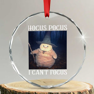 ADHD Cat Meme Crystal Glass Ornament Neurodivergent Wizard Cat I Cant Focus TS10 Transparent Glass 3'' Circle Print Your Wear