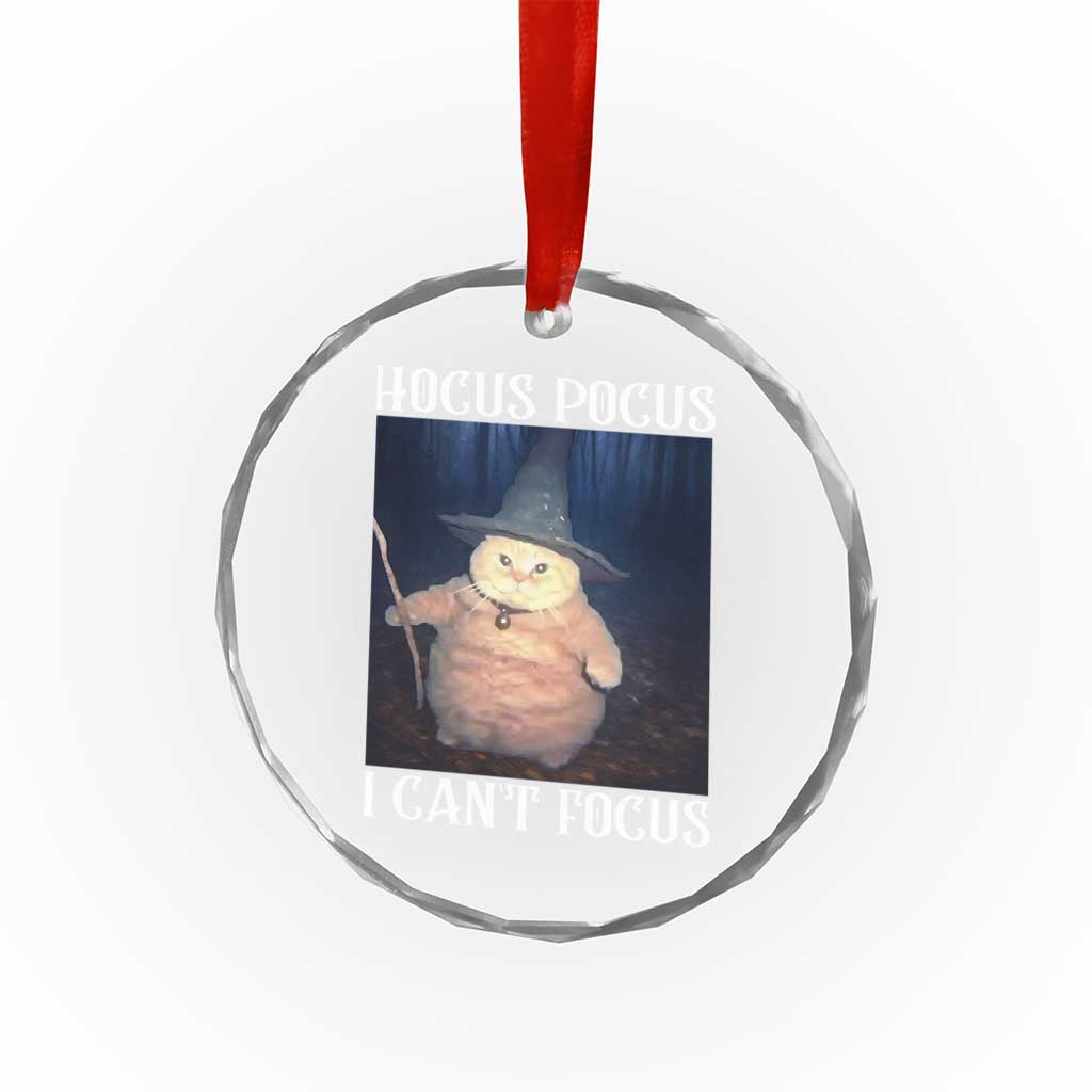 ADHD Cat Meme Crystal Glass Ornament Neurodivergent Wizard Cat I Cant Focus TS10 Transparent Glass 3'' Circle Print Your Wear