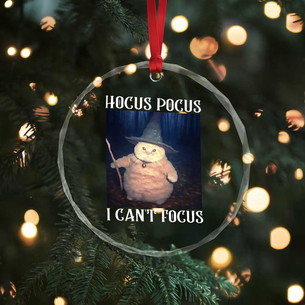 ADHD Cat Meme Crystal Glass Ornament Neurodivergent Wizard Cat I Cant Focus TS10 Print Your Wear