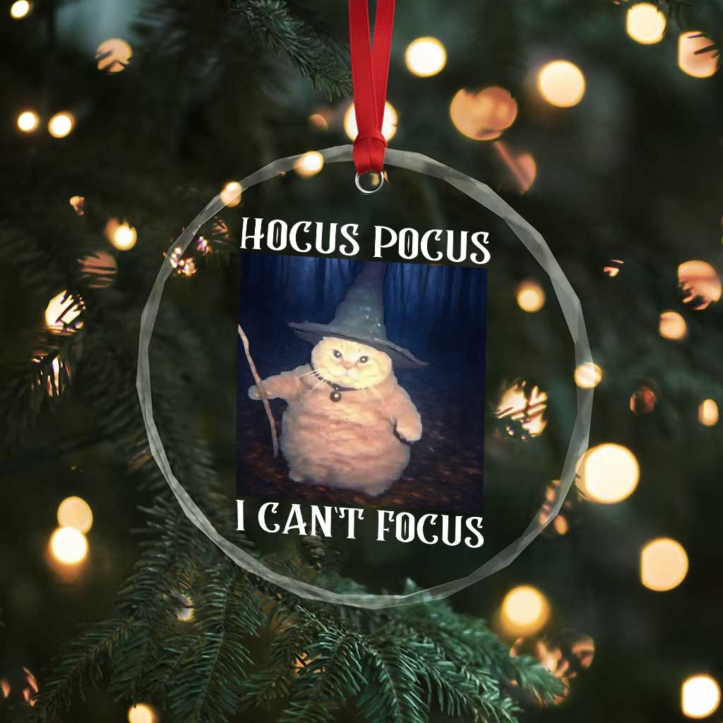 ADHD Cat Meme Crystal Glass Ornament Neurodivergent Wizard Cat I Cant Focus TS10 Print Your Wear