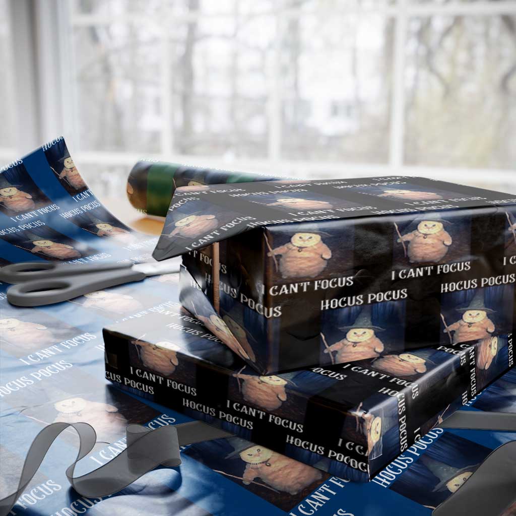 ADHD Cat Meme Wrapping Paper Roll Neurodivergent Wizard Cat I Cant Focus TS10 Black Print Your Wear