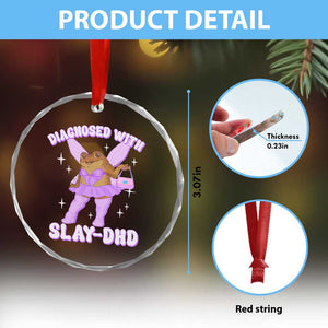 ADHD Meme Crystal Glass Ornament Funny Slay DHD Frog Neurodivergent TS10 Print Your Wear