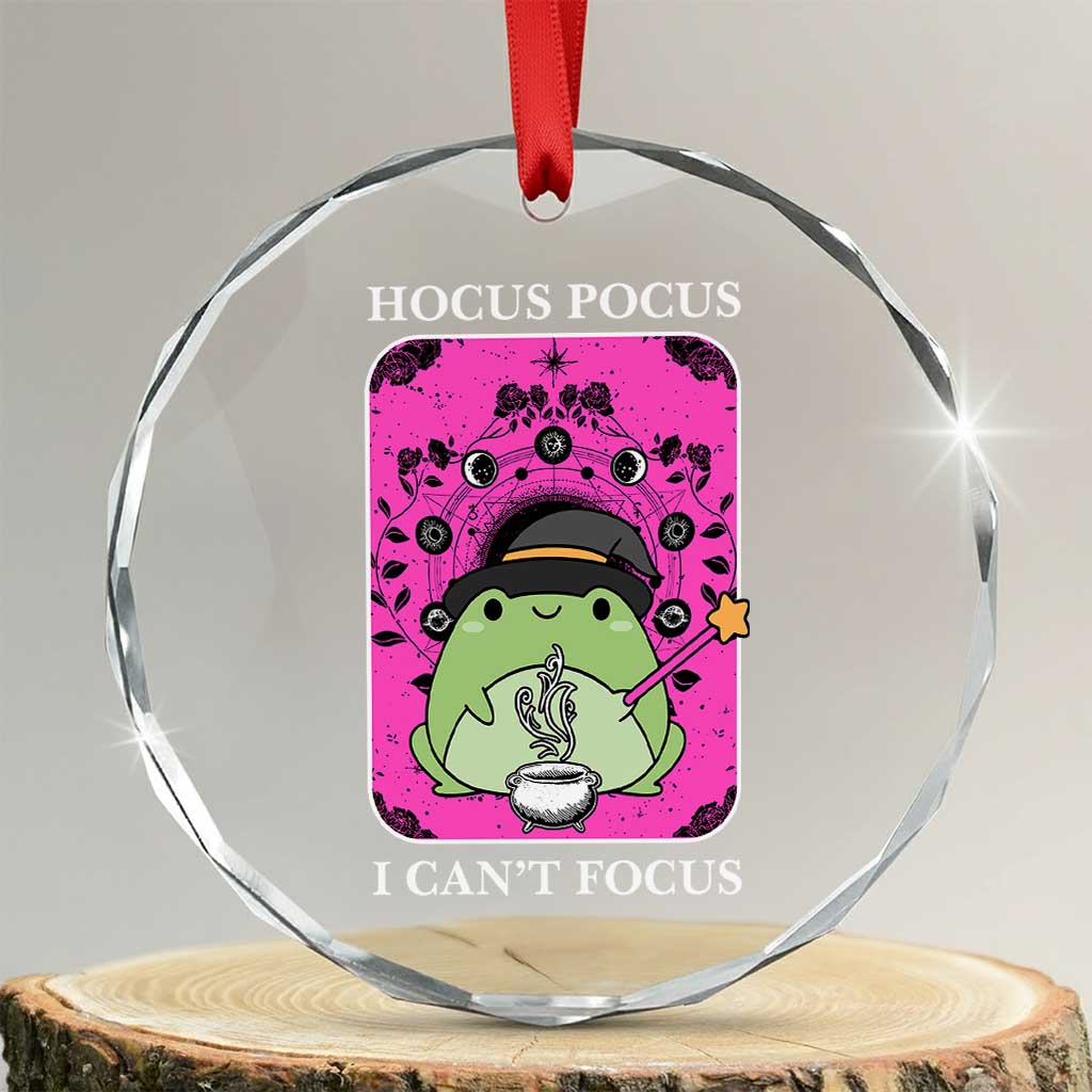 ADHD Meme Crystal Glass Ornament Neurodivergent Wizard Frog I Cant Focus TS10 Transparent Glass 3'' Circle Print Your Wear