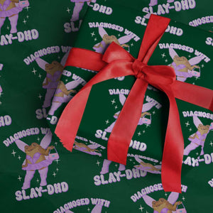 ADHD Meme Wrapping Paper Roll Funny Slay DHD Frog Neurodivergent TS10 Green Print Your Wear