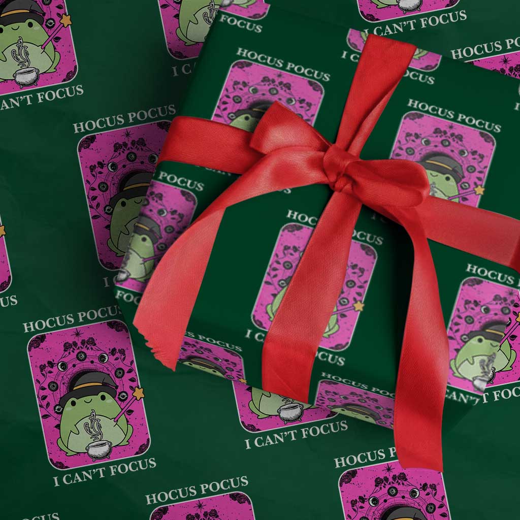 ADHD Meme Wrapping Paper Roll Neurodivergent Wizard Frog I Cant Focus TS10 Green Print Your Wear