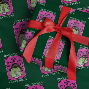 ADHD Meme Wrapping Paper Roll Neurodivergent Wizard Frog I Cant Focus TS10 Green Print Your Wear