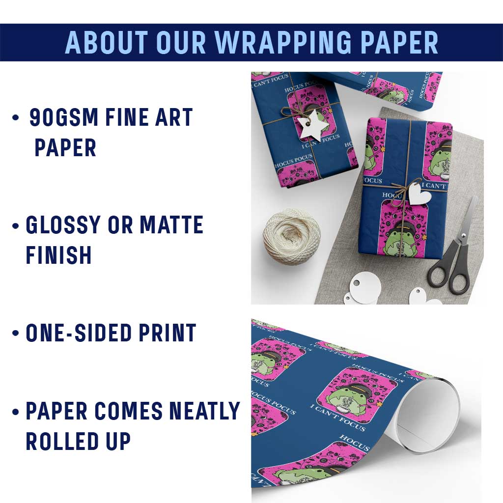 ADHD Meme Wrapping Paper Roll Neurodivergent Wizard Frog I Cant Focus TS10 Print Your Wear