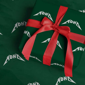 ADHD Wrapping Paper Roll Funny Heavy Metal Rock Music Design Meme TS10 Green Print Your Wear