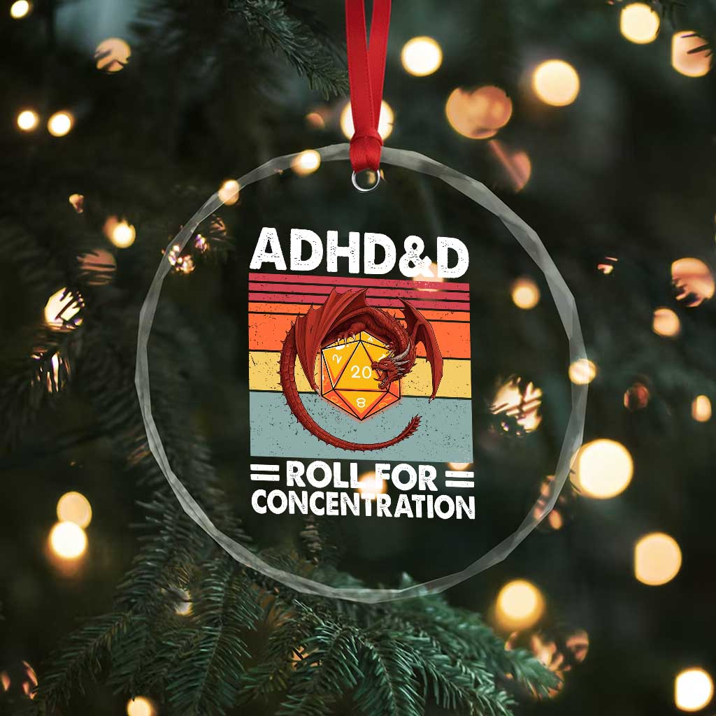 ADHD&D Roll For Concentration Crystal Glass Ornament Funny RPG Gamer D20 Tabletop Dice TS11 Print Your Wear