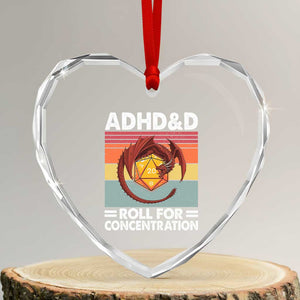 ADHD&D Roll For Concentration Heart Crystal Glass Ornament Funny RPG Gamer D20 Tabletop Dice TS11 Transparent Glass 3'' Heart Print Your Wear