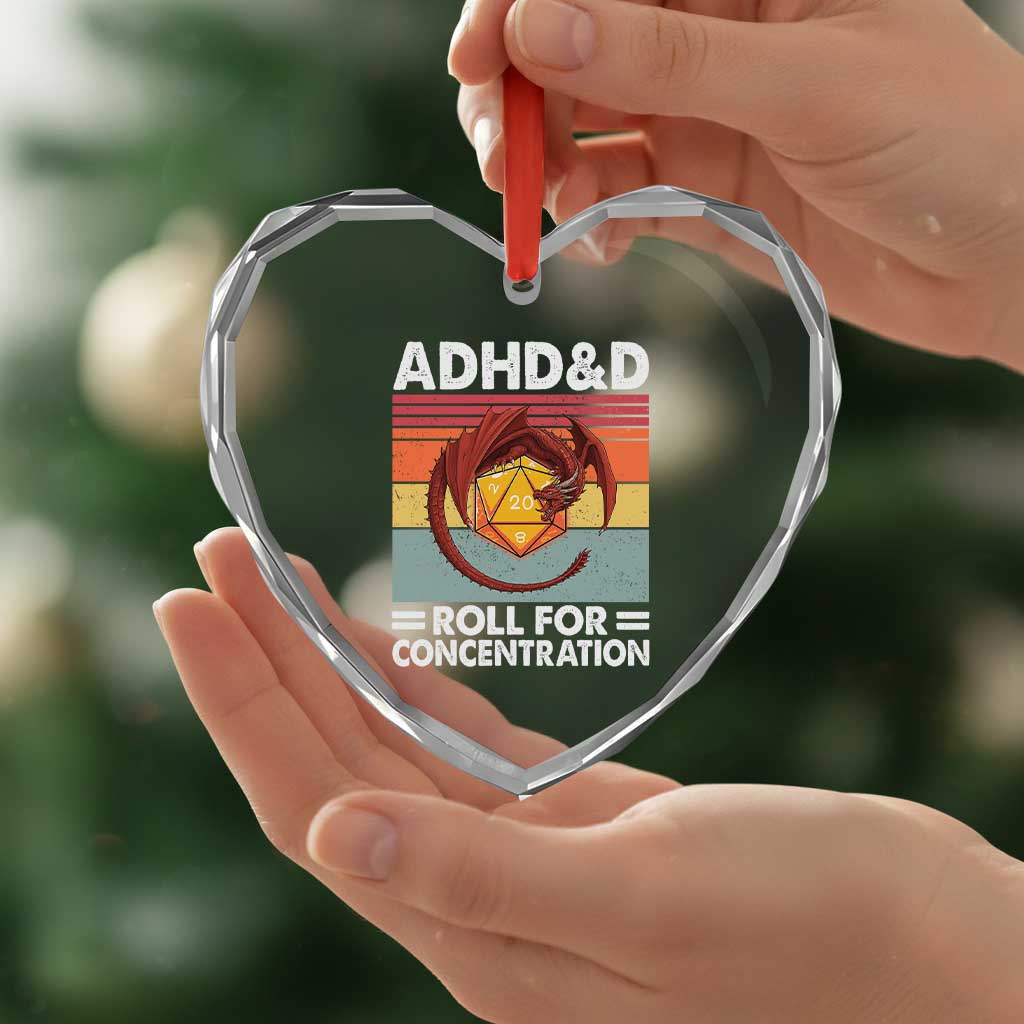 ADHD&D Roll For Concentration Heart Crystal Glass Ornament Funny RPG Gamer D20 Tabletop Dice TS11 Print Your Wear