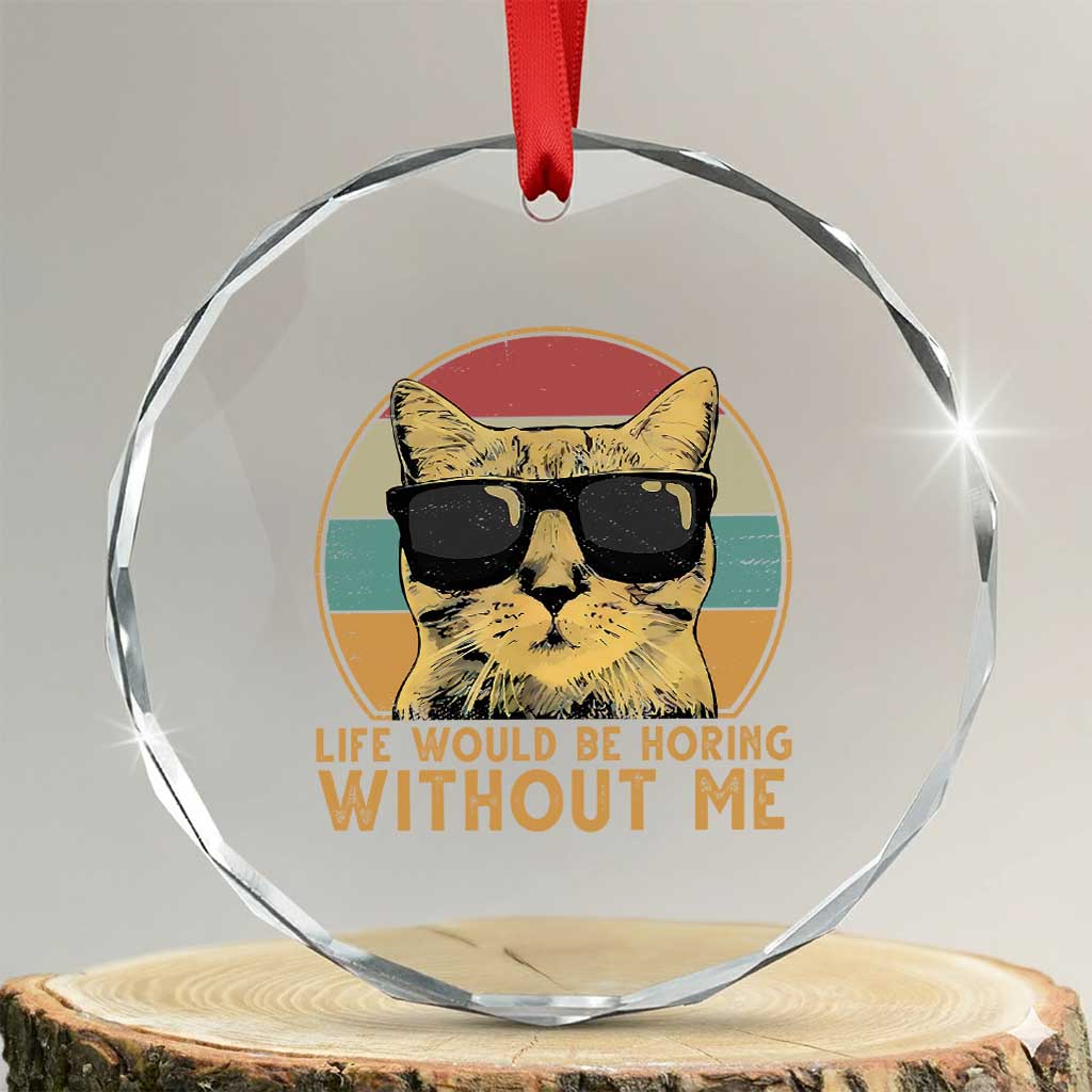 Admit It Life Would Be Boring Without Me Crystal Glass Ornament Funny Cat Saying TS14 Transparent Glass 3'' Circle Print Your Wear