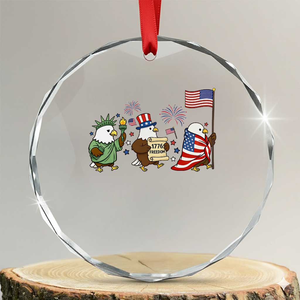 Adorable Patriotic Eagle 250 Years Of Freedom Crystal Glass Ornament USA Anniversary Gift TS12 Transparent Glass 3'' Circle Print Your Wear