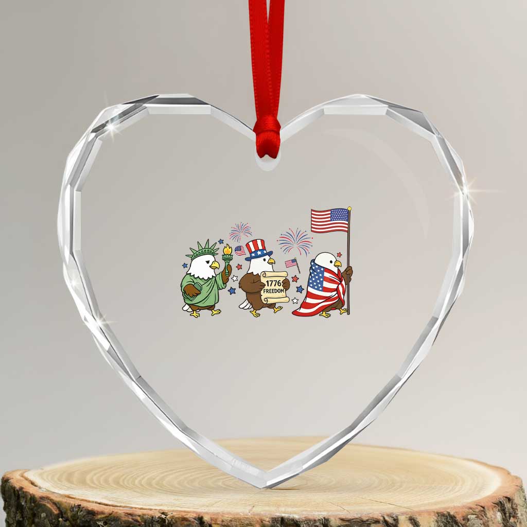 Adorable Patriotic Eagle 250 Years Of Freedom Heart Crystal Glass Ornament USA Anniversary Gift TS12 Transparent Glass 3'' Heart Print Your Wear