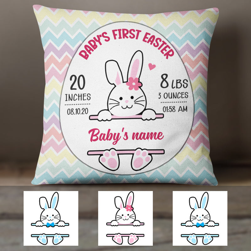 Easter Personalized Baby First Easter Bunny Pillow Cover CTM One Size Custom - Printyourwear
