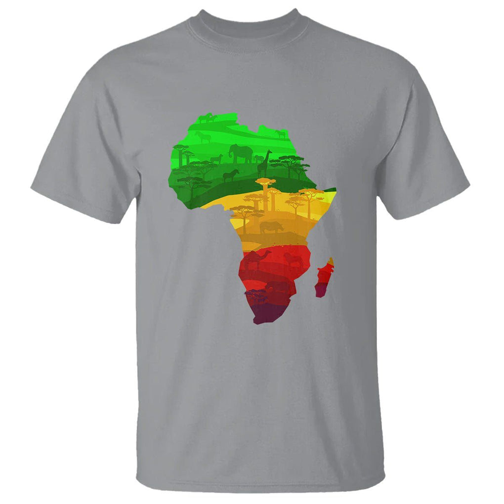 Africa Map Green Yellow Red Proud African Pride Juneteenth T Shirt TS01 Sport Gray Printyourwear