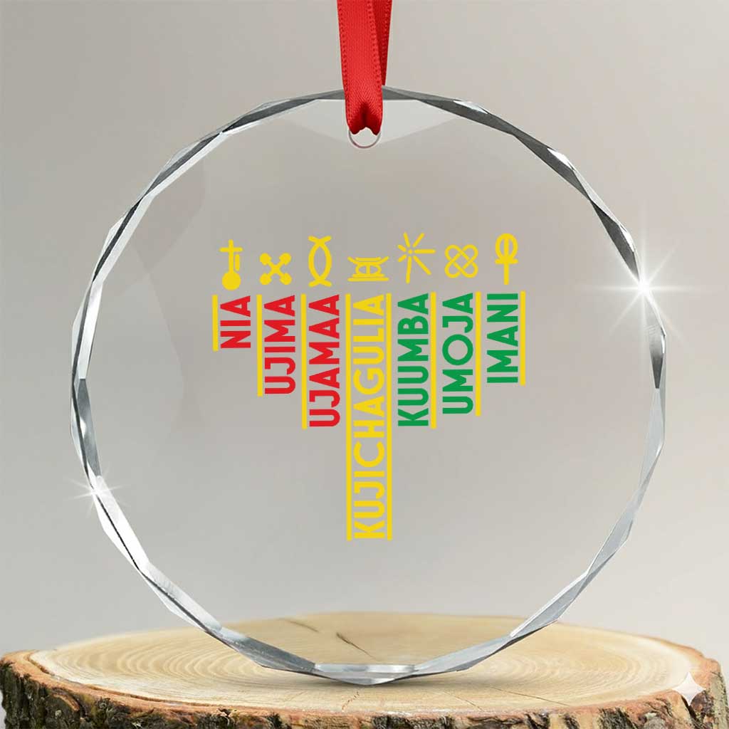 African American 7 Principles Of Kwanzaa Crystal Glass Ornament TS09 Transparent Glass 3'' Circle Print Your Wear