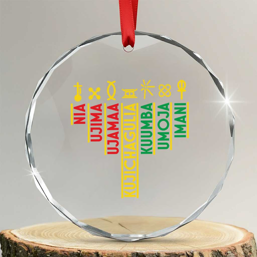 African American 7 Principles Of Kwanzaa Crystal Glass Ornament TS09 Transparent Glass 3'' Circle Print Your Wear