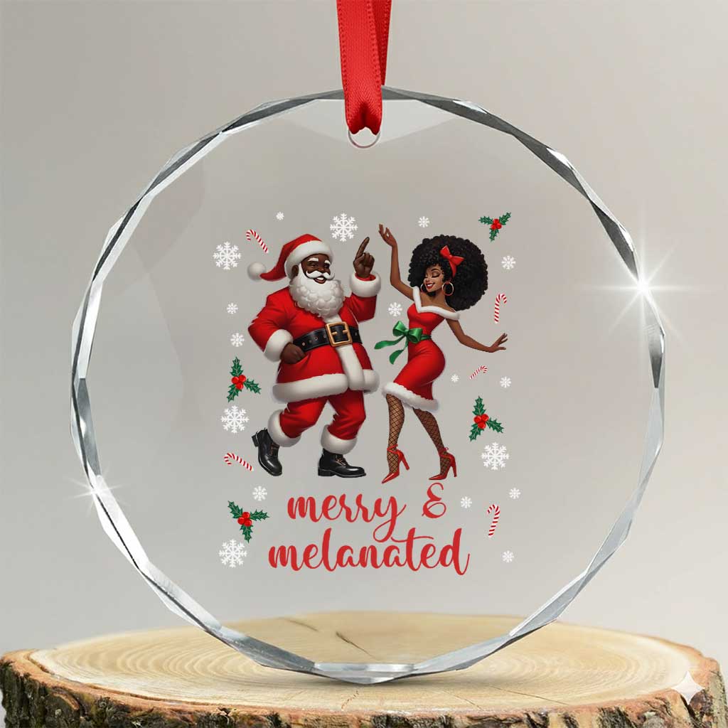 African American Christmas Crystal Glass Ornament Funny Dancing Black Santa And Mrs Claus Merry And Melanated TS12 Transparent Glass 3'' Circle Print Your Wear