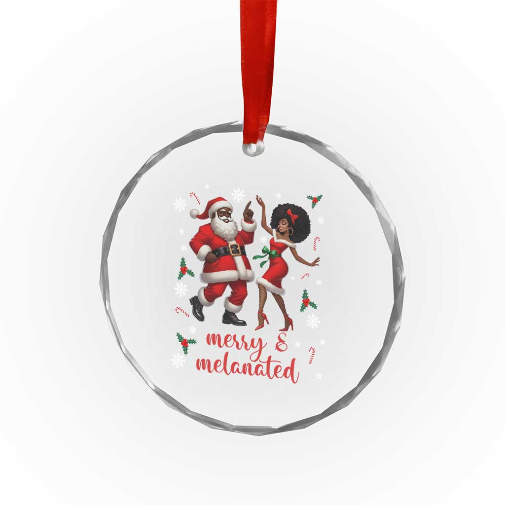 African American Christmas Crystal Glass Ornament Funny Dancing Black Santa And Mrs Claus Merry And Melanated TS12 Print Your Wear