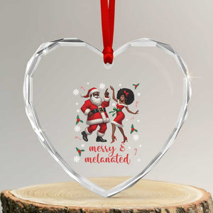 African American Christmas Heart Crystal Glass Ornament Funny Dancing Black Santa And Mrs Claus Merry And Melanated TS12 Transparent Glass 3'' Heart Print Your Wear