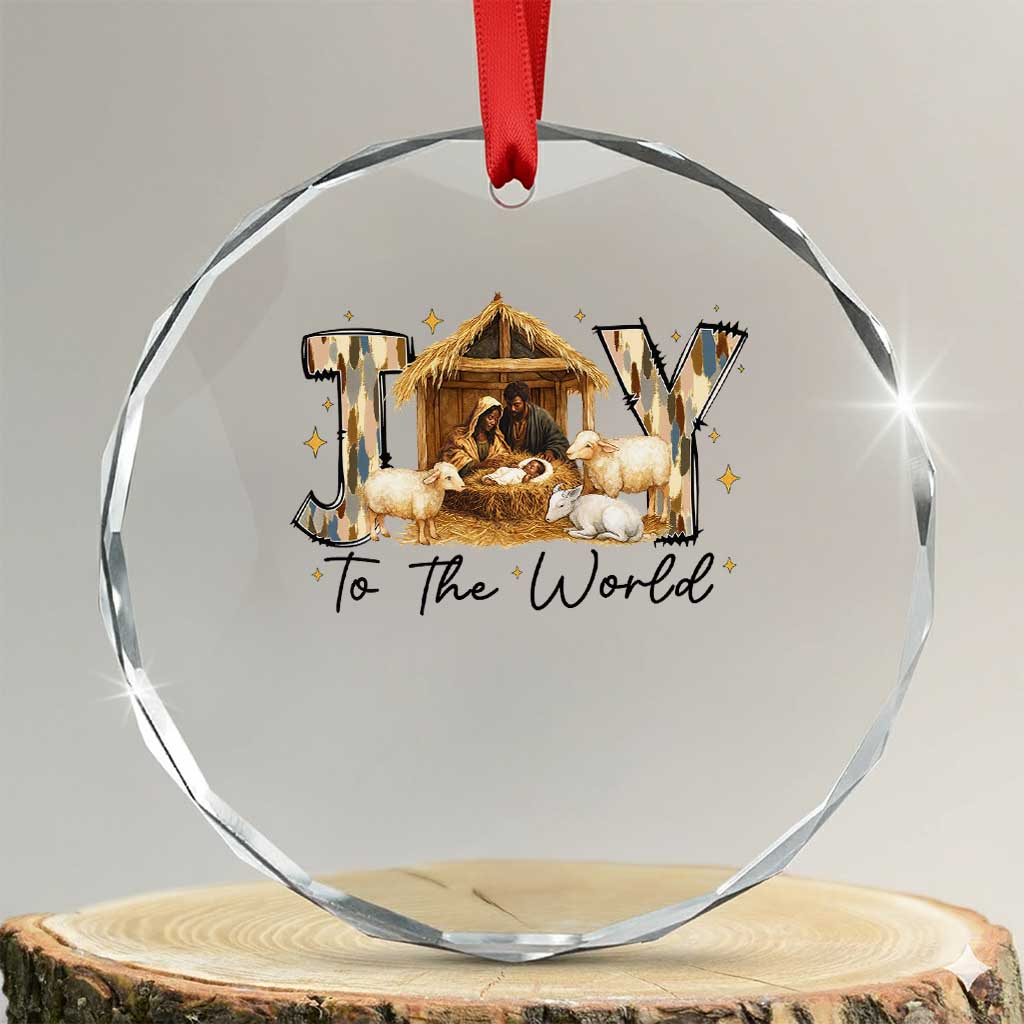 African American Christmas Nativity Scene Crystal Glass Ornament Joy To The World Afro Black Jesus - Print Your Wear