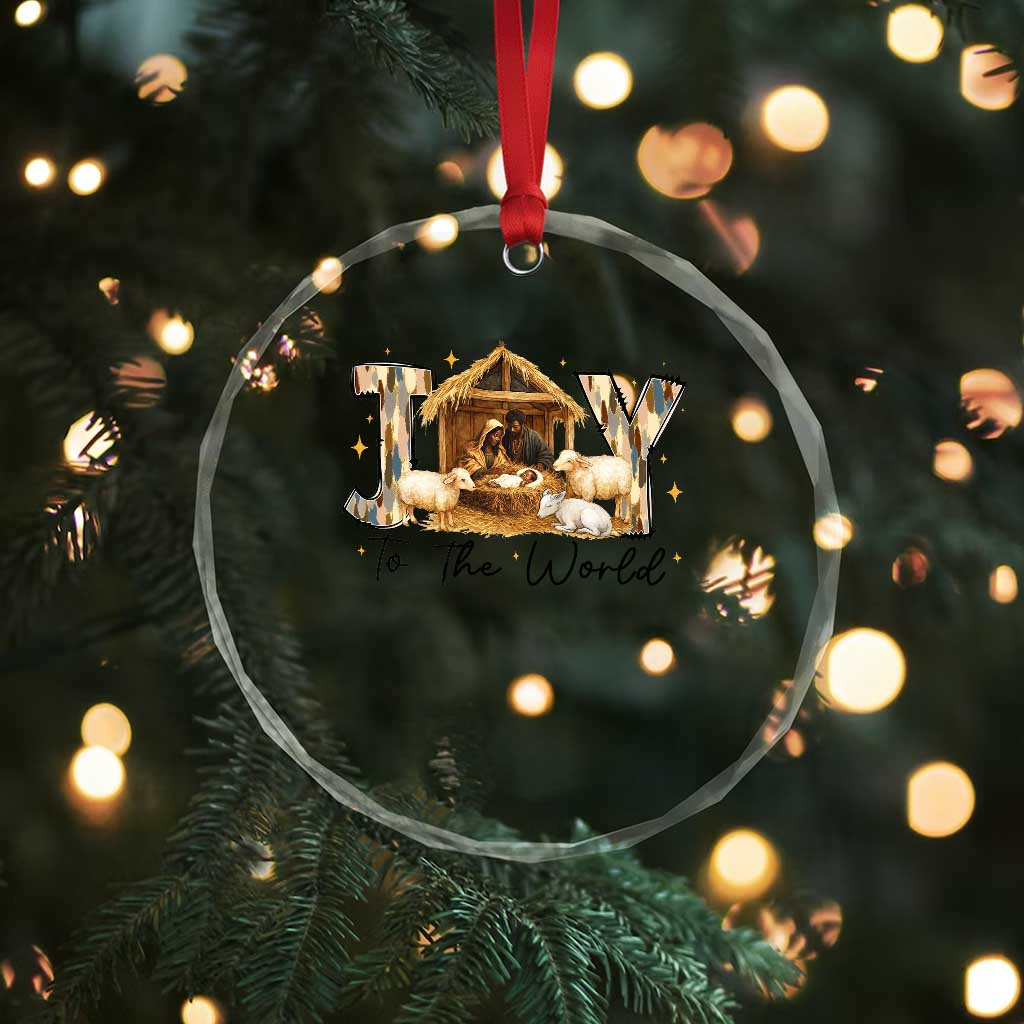 African American Christmas Nativity Scene Crystal Glass Ornament Joy To The World Afro Black Jesus TS11 Print Your Wear