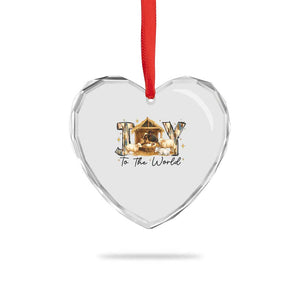 African American Christmas Nativity Scene Heart Crystal Glass Ornament Joy To The World Afro Black Jesus - Print Your Wear
