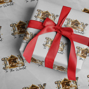 African American Christmas Nativity Scene Wrapping Paper Roll Joy To The World Afro Black Jesus TS11 White Print Your Wear