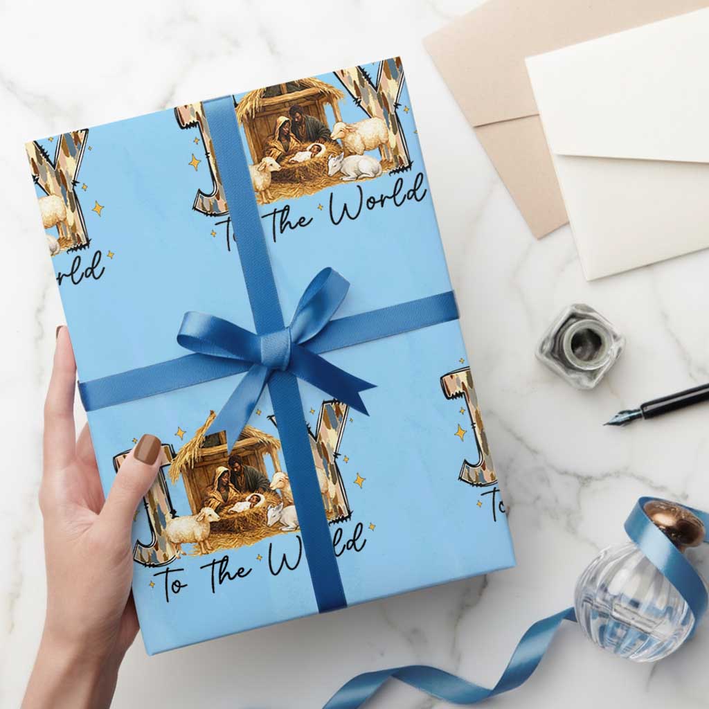 African American Christmas Nativity Scene Wrapping Paper Roll Joy To The World Afro Black Jesus - Print Your Wear