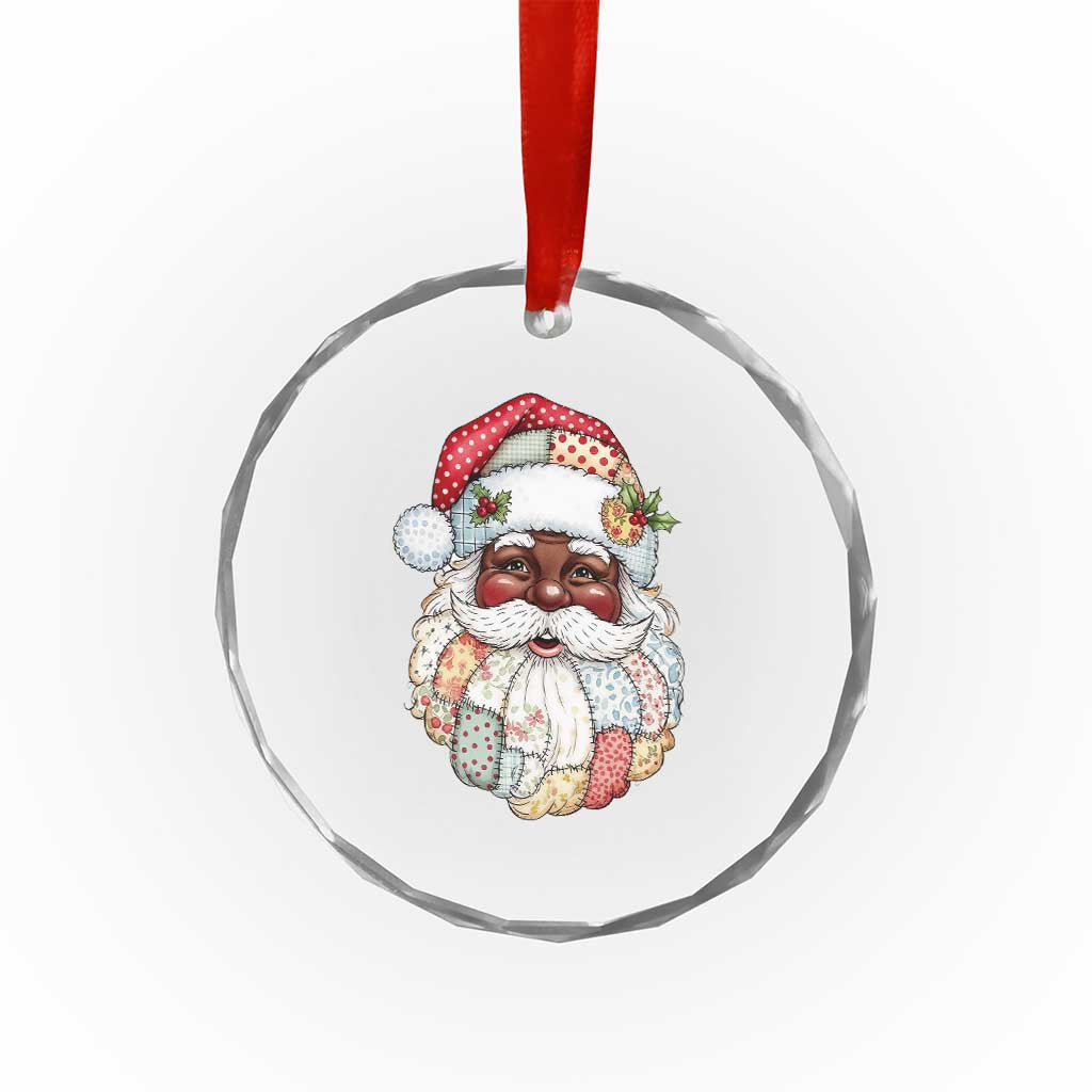 African American Christmas Retro Patchwork Black Santa Crystal Glass Ornament TS11 Print Your Wear