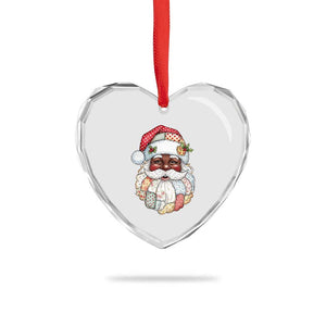 African American Christmas Retro Patchwork Black Santa Heart Crystal Glass Ornament TS11 Print Your Wear