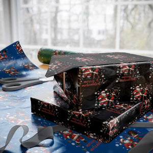 African American Christmas Wrapping Paper Roll Funny Dancing Black Santa And Mrs Claus Merry And Melanated TS12 Black Print Your Wear