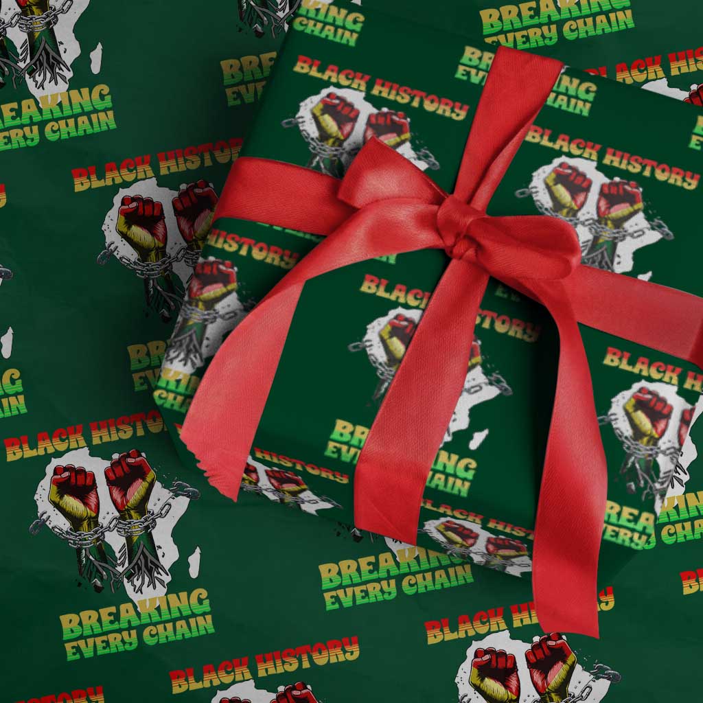 African American Civil Rights Gift Wrapping Paper Roll Breaking Every Chain TS12 Green Print Your Wear