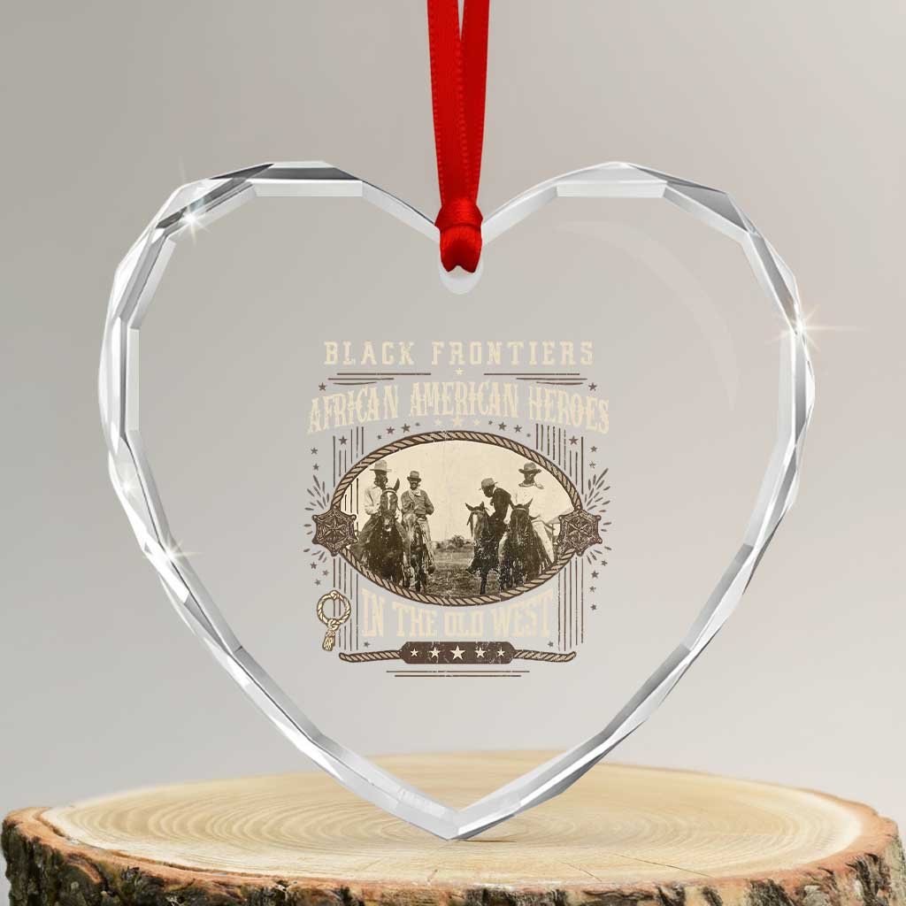 African American Cowboy Heart Crystal Glass Ornament Black Frontiers African American Heroes In The Old West TS11 Transparent Glass 3'' Heart Print Your Wear