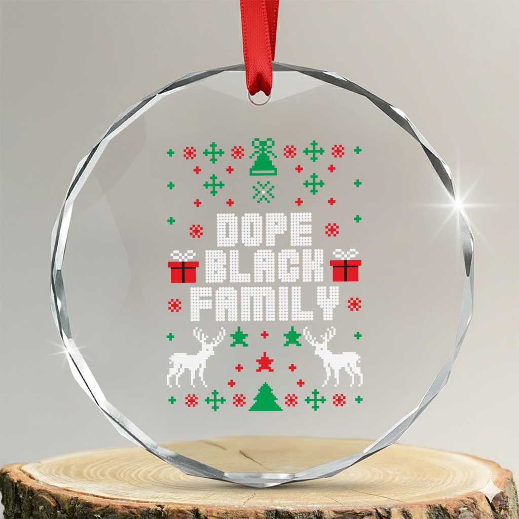 African American Family Crystal Glass Ornament Dope Black Family Matching Ugly Christmas TS10 Transparent Glass 3'' Circle Print Your Wear